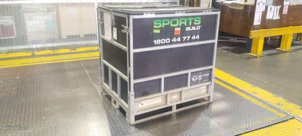 ATA Carnet temporary-admission ULD container on a scale
